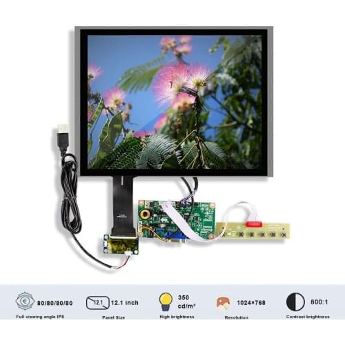 Original IVO M121GNX2 R1 Resolution 1024x768 20 Pin LVDS Interface 12.1 Inch TFT Lcd Touch Screen With Board