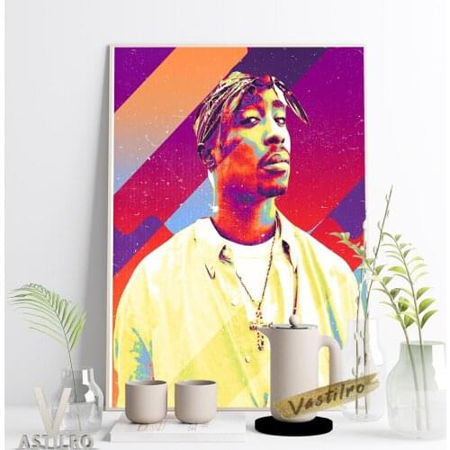 Tupac Shakur Hip Hop Music Singer Star Poster Prints Canvas Painting Photo Portrait Wall Picture Bar Hotel Cafe Home Decor Mural