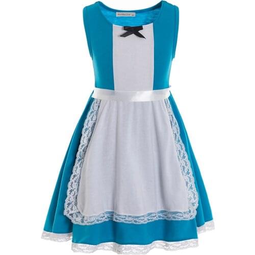 Alice Party Dress halloween costume birthday party wonderland wedding Blue toddler dress girls clothes