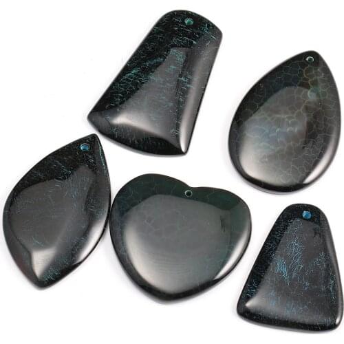 5pcs / Lot Black Dragon Pattern Agates Pendant Reiki Healing Natural Stone Meditation Amulet DIY Jewelry Natural Stone Charms