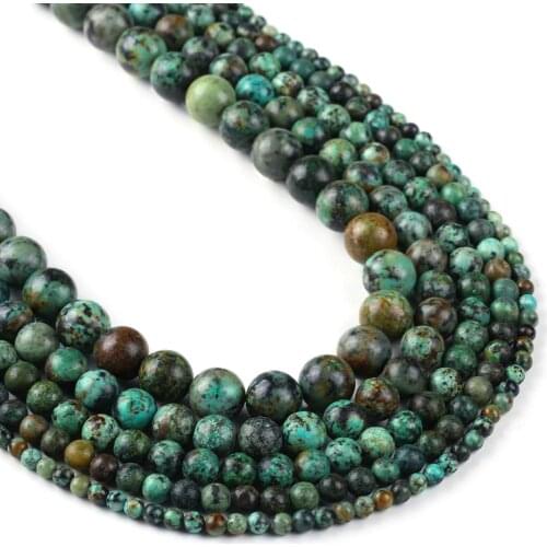Natural Africa Turquoises Stone, Full 15" Strand Natural Round Wholesale 4mm 6mm 8mm 10mm 12mm