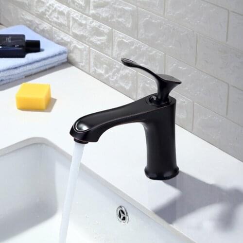Basin Faucet Single Handle Black Oil/Chrome Brass Faucet Hot and Cold Water Sink Faucet Mixer Tap Bathroom Faucet Lavatory Mixer