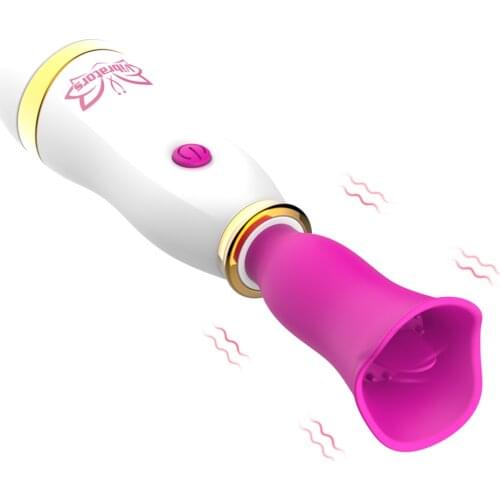 12 Speeds AV Stick Nipple Clitoris Licking Stimulator Silicone Tongue Licking Vibrator USB Charge Masturbator Sex Toys for Woman