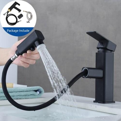 Basin Taps Pull Out Bathroom Facuet Bathroom Accessories Hot and Cold Mixer Bar Sink Faucets Washstand Faucet with 2 hoses