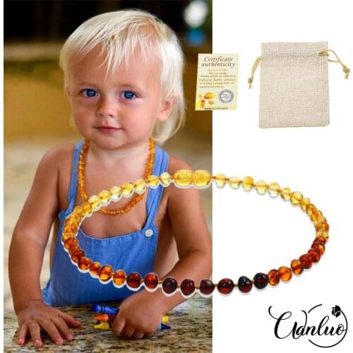 WL Classic Natural Amber Necklace Supply Certificate Authenticity Genuine Baltic Amber Stone Baby Necklace Gift 10 Color 14-33cm