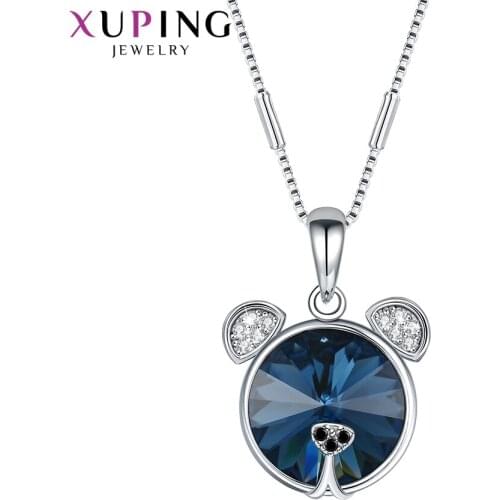 Xuping Jewelry Fashion Popular Cute Animal Shaped Crystal Necklace for Family Gift 40333