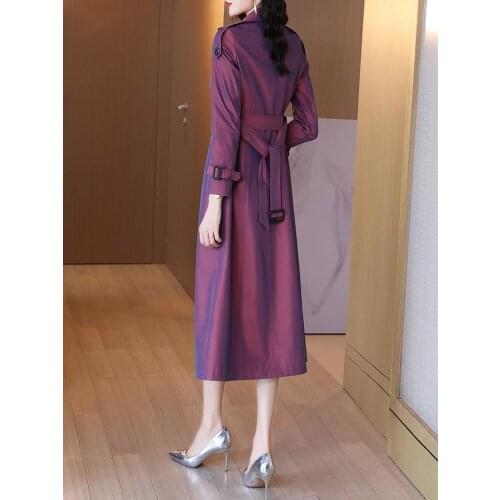 2021 Long Trench Coat Women Double Breasted Slim Trench Coat Female Outwear Fashion Windbreaker