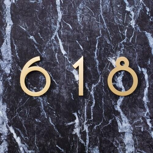 Golden Brass Numbers Decorative Wall/Door Figures Simple Villa Hotel Door Plates Dormitory Home/Height: 5cm