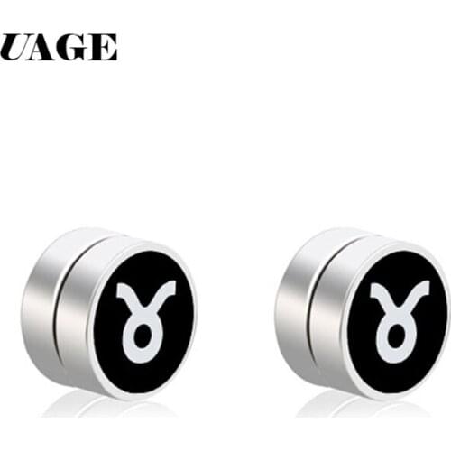 UAGE 1pair Punk Mens Strong Magnet Magnetic Health Care Ear Stud Non Piercing Earrings Fake Earrings Gift for Lover Jewelry