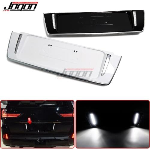 1pcs white + black Car Rear Trunk License Frame With LED Braking Light Cover for Lexus LX570 LX450D 2008-2018
