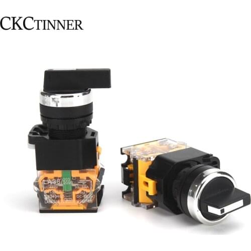 1pcs 22mm Rotary Switches Knob Switch 1NO1NC/2NO LA38-11X2 20X3 Self-locking/Self-reset Switches 2/3 Positions Selector Switch
