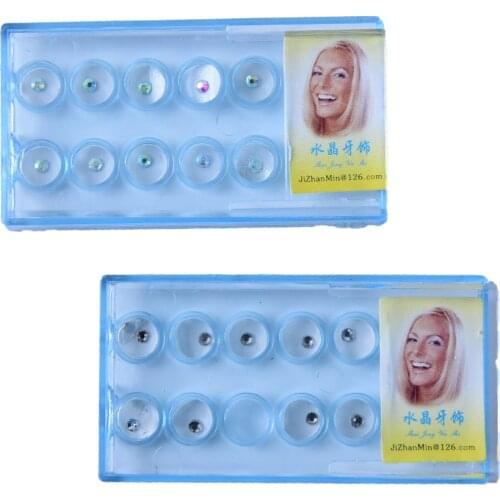 10 Pcs/Box Clear Teeth Nail Decoration Tool for Woman Crystal Tooth Ornaments Jewelry Beautiful Shining Dental Oral Teeth Gems