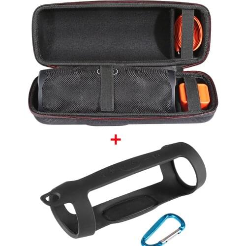 2 in 1 Hard EVA Zipper Carry Storage Box Bag+ Soft Silicone Case Cover for JBL Charge 4 Bluetooth Speaker for JBL Charge4 Column
