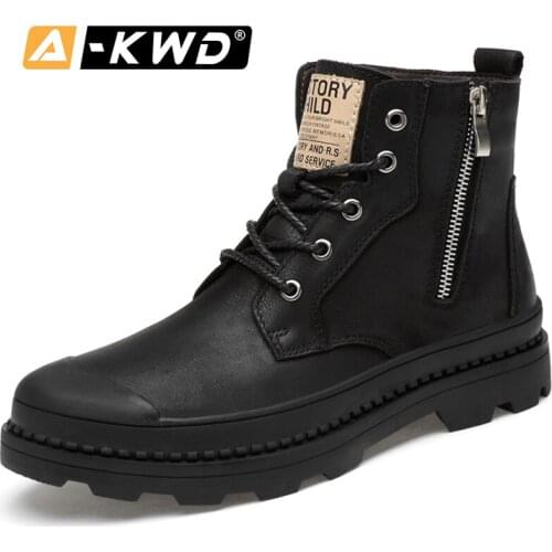 2019 Fashion Fur Men Winter Boots Plus Size 37-47 Working Shoes Man Safety Casual Mens Winter Footwear Zipper Men Shoes Sneakers