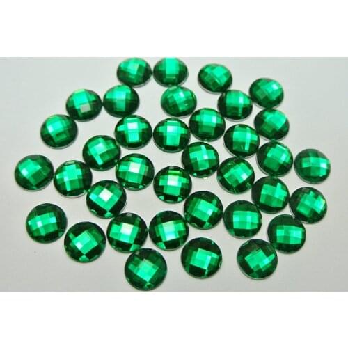 250 Green Acrylic Flatback Faceted Round Rhinestone Gems 8mm No Hole
