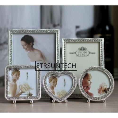 30pcs European Shiny Silver Plating with Clear Rhinestones Metal Bling Photo Frame 3/6/7 inch