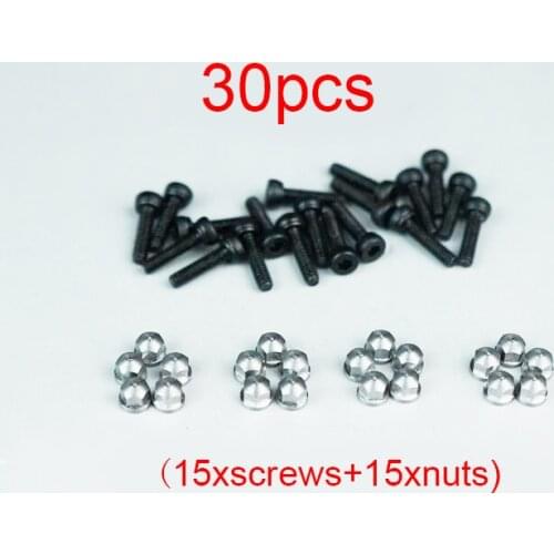 30Pcs Metal Wheel Hub M2 Screws w/Flange Nut Spare Parts For 1/14 RC Trailer Tractor/Dump Truck/Crawler Model 6/7/8mm