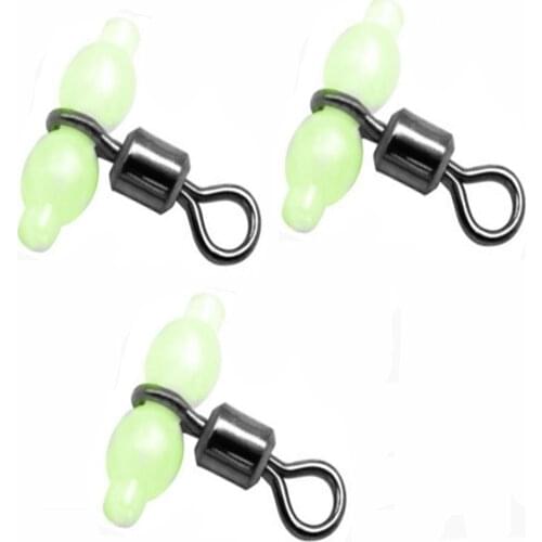 5pcs/lot Fishing Luminous Ball Bearing Swivel 2# 4# Solid Rings Fishing Connector Ocean Boat Fishing tackle Hooks Accessories
