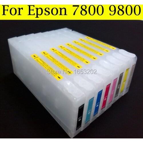 8 Pieces/Lot High Quality Empty Ink Cartridge For Epson 7800 9800 Printer With Resettable Chip Resetter