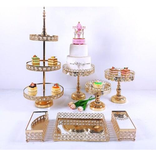 9pcGold Cake Stand Set Cupcake Tray Cake Tools Home Decoration Dessert Table Decorating Party Wedding Display