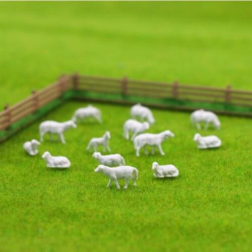 AN8703B 100pcs 1:87 Unpainted White Farm Animals Sheep Collie Dog Shepherd HO Scale Model Scenery Aminals Free Shipping