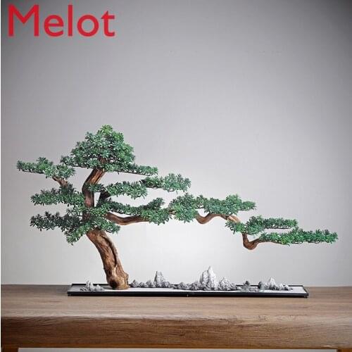 Large Sand Table Decoration Artificial Greeting Pine New Chinese Style Hotel Living Room Villa Courtyard Pine Pot