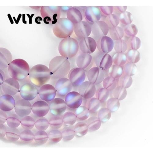 Natural Light Purple Synthetic Flash Stone Beads Matte Round Loose Spacer Beads For Jewelry Making DIY Bracelets 15'' 6/8/10mm