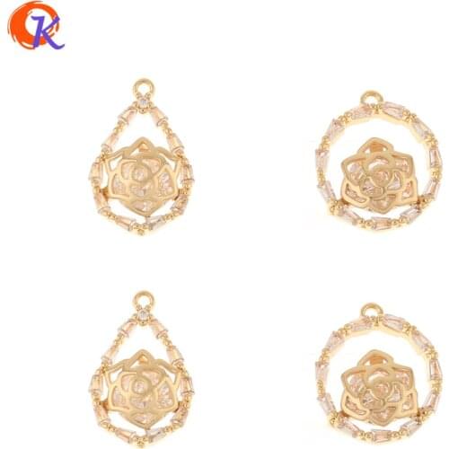 Cordial Design 50Pcs CZ Charms/Jewelry Accessories/Hand Made/Flower Shape/Earrings Findings/DIY Making/Rhinestone Pendant