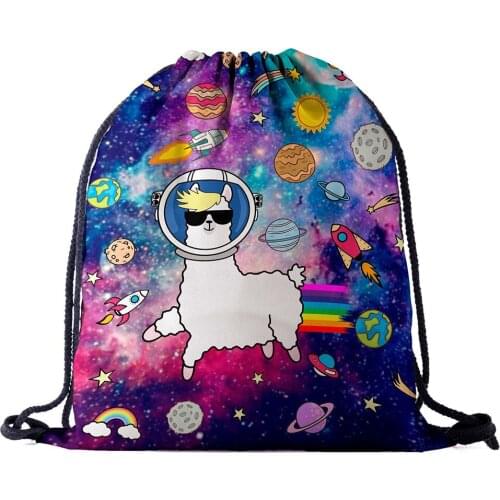 Drawstring Backpack Bag 3D Printing Alpaca Women men daily Casual Girls Mochila knapsack Feminina bundle pocket rope bags new