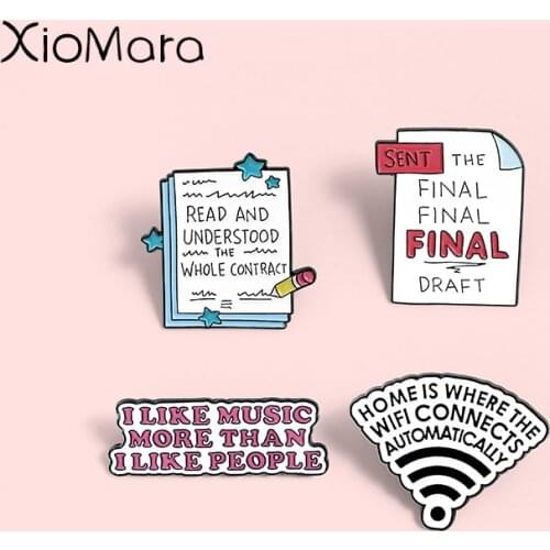 Daily List Notes Enamel Pins Phrase Signal Source Brooches Badges For Women Men Clothes Bag Pins Jewelry Gift for Friends