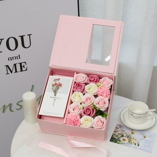 Imitation Flower Rose Soap Flower Gift Box Mothers Day Valentines Day Birthday Gift Box Jewelry lipstick cosmetics box new