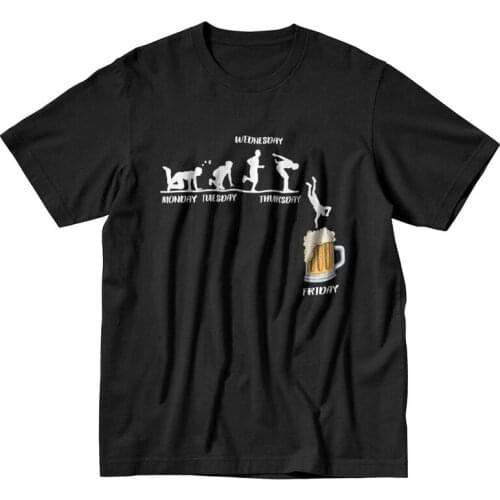 Funny Monday Tuesday Thursday Friday Beer T Shirt Men 100% Cotton Tshirt Casual Tee Top Short Sleeve Drinking Week Craft T-shirt