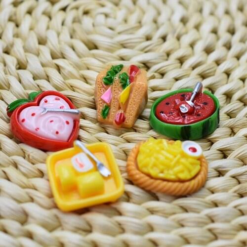 10pcs/lot Resin Flat back simulation food watermelon juice mango strawberry Hamburger French fries mix size DIY