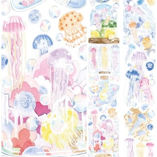Dreamy Colourful Jellyfish Bottle PET Washi Tapes Bullet Journal Masking Tape Adhesive Tape DIY Scrapbooking Washi Sticker