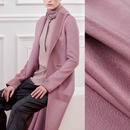 Quality 155CM Wide 750G/M Weight Dark Pink Double-faced Water Wave Cashmere Wool Autumn and Winter Overcoat Fabric DE1136
