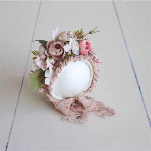 Classic Newborn Baby Floral Bonnet Newborn Girl Lace Hat Ruffle Flower Bonnet Garden Flower Hat Photography Props