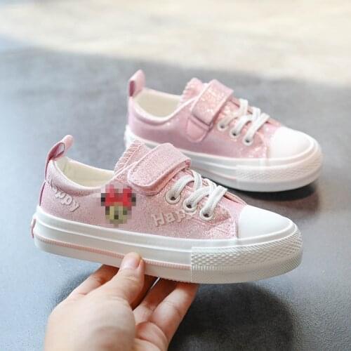 Sponge Girls' Sneakers New Embroidered Sequined Vulcanized Shoes Mens Middle-Large Childrens Shoes