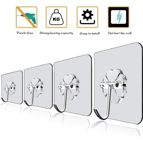 10 Pcs Hooks Transparent Strong Self Adhesive Door Wall Hangers Hooks Suction Heavy Load Rack Cup Sucker for Kitchen Bathroom