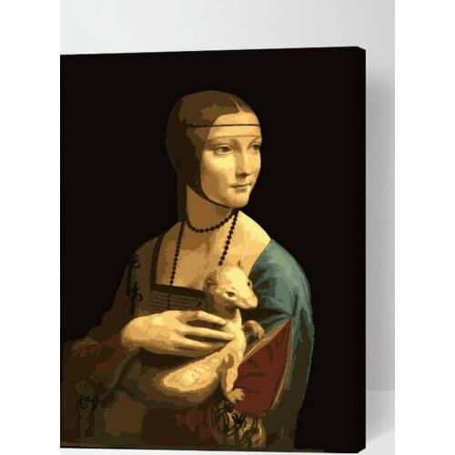 Leonardo Da Vinci Lady With An Ermine Paint By Number Kit Diy Painting Easy Painting World Famous Painting Lady With The Ermine
