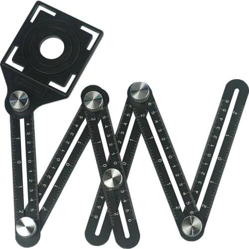 6 Folding Ruler Tile Hole Positioning Multi Template Angle Rulers Drill Guide Puncher Carpentry