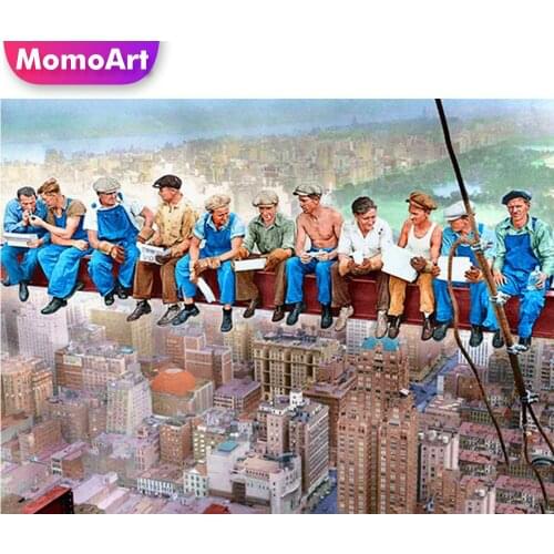 MomoArt Diamond Embroidery City Picture Of Rhinestone Landscape Diamond Painting Portrait Full Drill Square Mosaic Home Decor