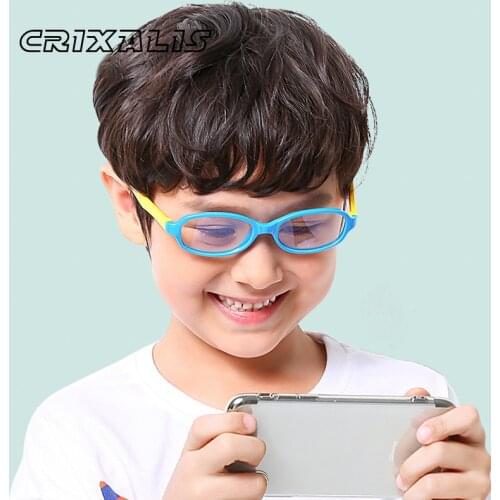 CRIXALIS Oval Blue Light Blocking Glasses Kids Computer Eyeglasses Childrens Ultralight Optical Spectacle Frame Girl Boy UV400