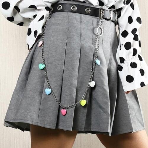 Punk Trousers Chain Keychain for Women Pants Chain Multi Layer Belt Chains Hip Hop Heart Shape Fashion Waist Chain for Women