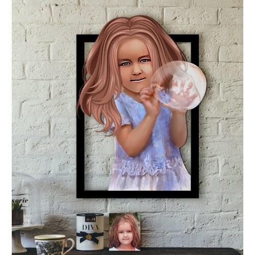 Personalized Female Child Illustration Design 3D Wood Tablo-2 Reliable Quality Cost Effective Gift Decoration Modern