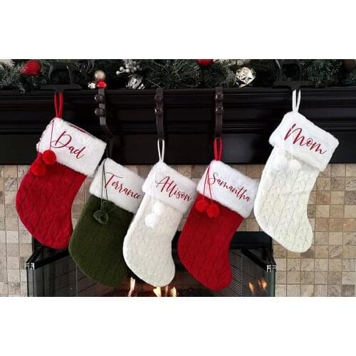 Personalized Christmas Stocking, Christmas Decoration Cable Knit Stocking, Custom Name Christmas Gifts Holiday Stocking For Kids