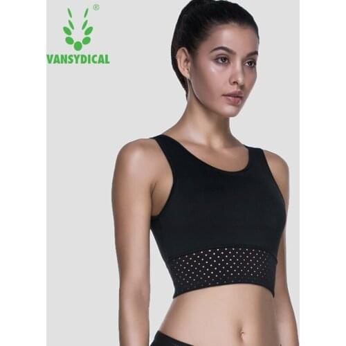 Vansydical Women Fitness Padded Compression Sport Bra Sportswear Quick Dry Women Sports Elastic Crop Top