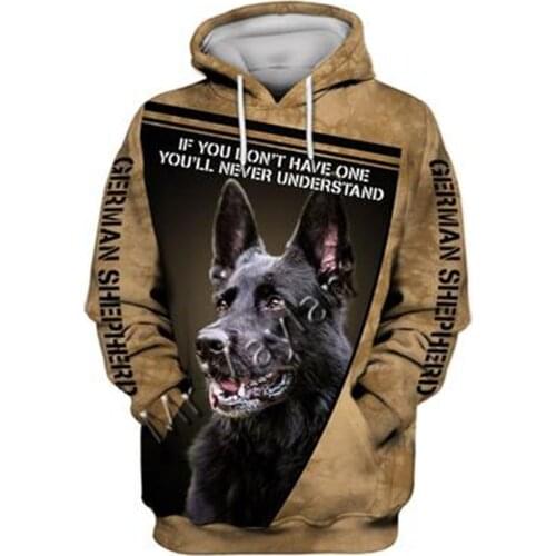 Unisex 3D German Shepherd Graphic Hoodie Harajuku Hoodie Alt Clothing Animal Crossing Streetwear Oversized Hoodie Pullover QW-61