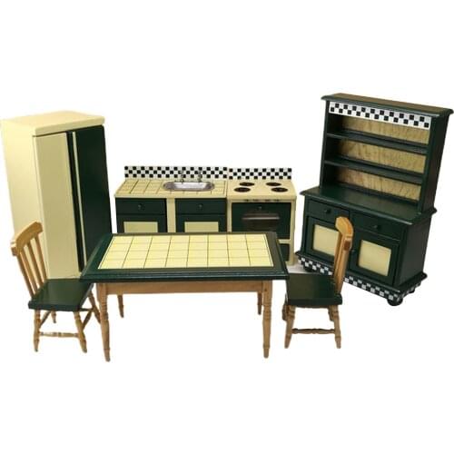 Adorable Wooden Dollhouse Furniture Kitchen Set Toy Dollhouse Furniture Wooden Toys Set