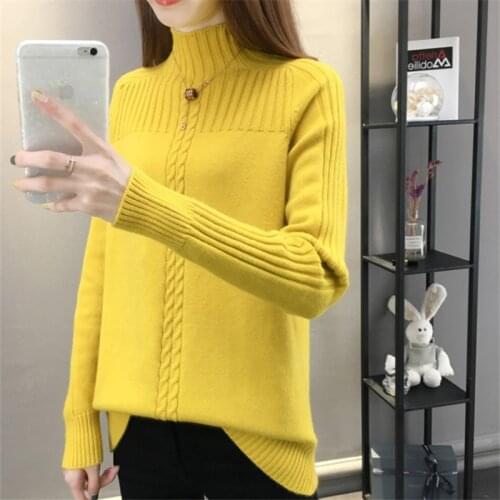 New Turtleneck Sweater Women 2020 Autumn Winter Long Sleeve Knitted Pullover Sweater Female Korean Loose Jumper Ladies Tops G284