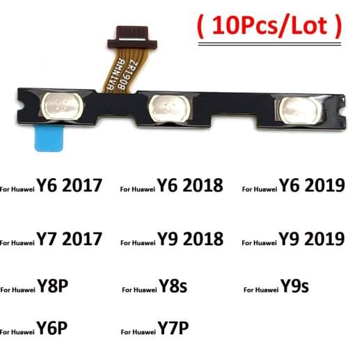 10Pcs/Lot, Power on/off Volume Key Button Flex Cable Ribbon For Huawei Y5 Y6 Y7 Y9 Prime 2017 2018 2019 Y6P Y7P Y8S Y8P Y9S